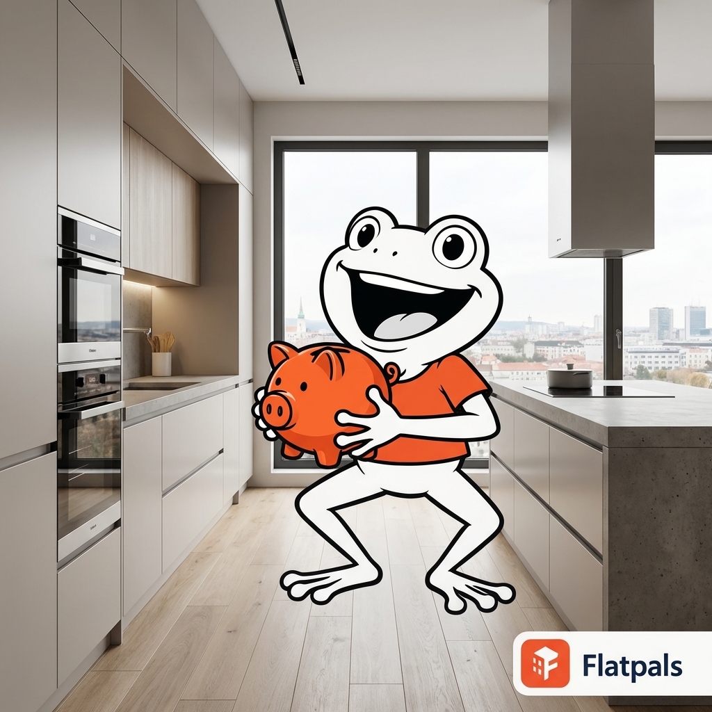 Flatpals-Maskottchen als Symbol finanzieller Entlastung