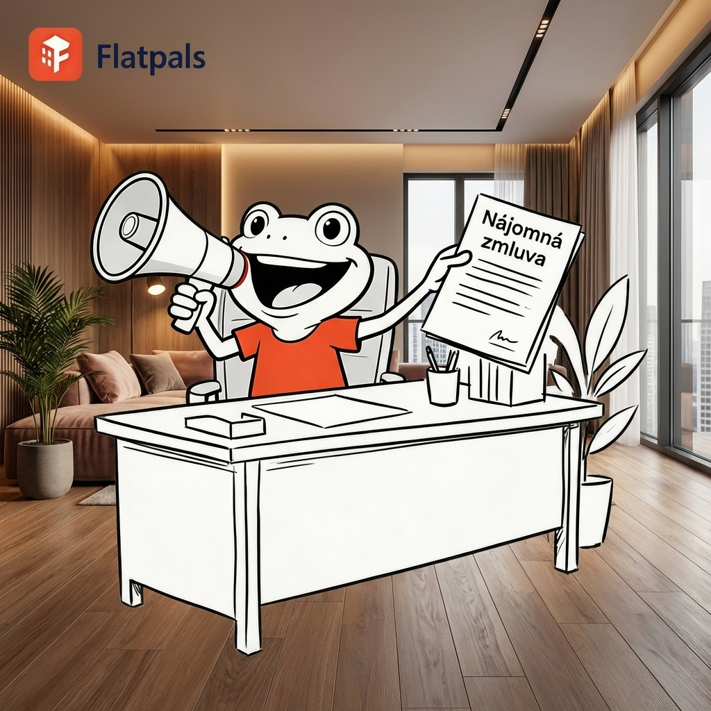 Flatpals-Maskottchen in einem dunklen, leeren Zimmer