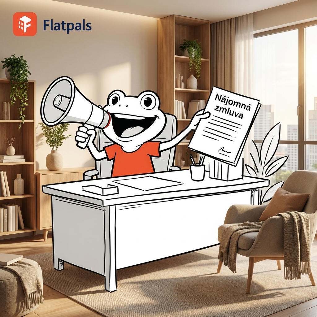 Flatpals-Maskottchen in einem hellen, modernen Zimmer